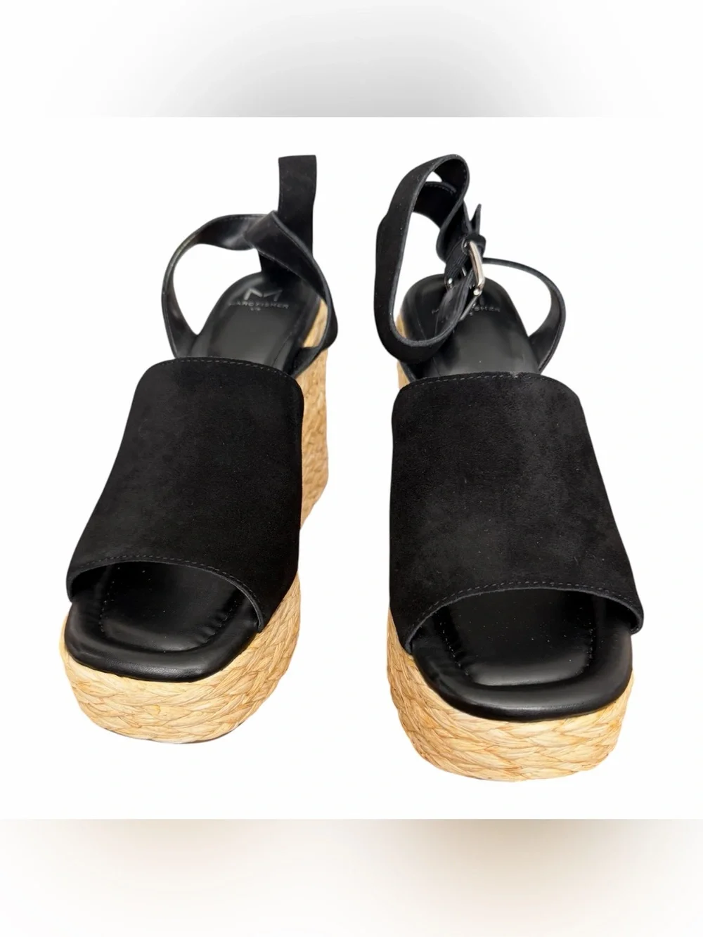 Marc Fisher Black Espadrille Wedges with Ankle Strap